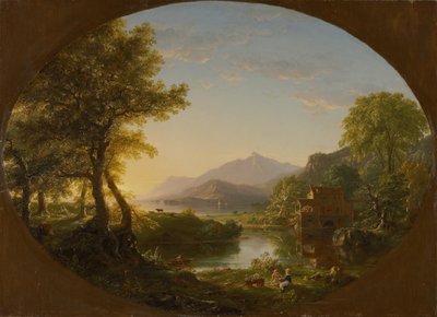 ミル、日没 作： Thomas Cole
